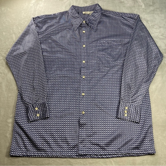 Retro Blues Other - Retro Blues Western Cowboy Button Down Shirt Long Sleeve Men Sz XL Geometric